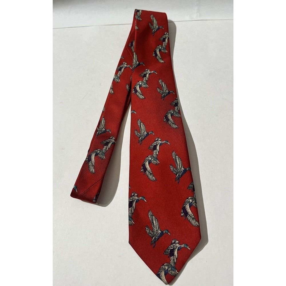 Robert Talbott Tie Duck Carmel Pebble Beach Red Silk Tie